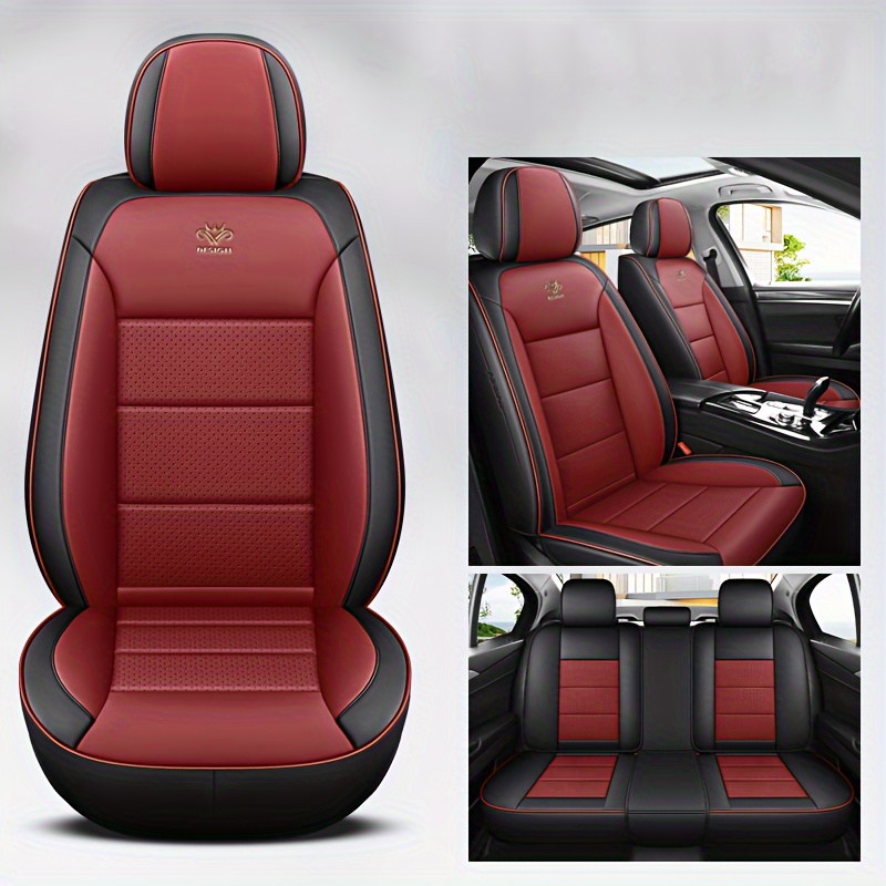 2024 new all     leather car seat covers universal fit durable stylish red   for   business casual use vehicle interior upgrade sleek car accessory   material