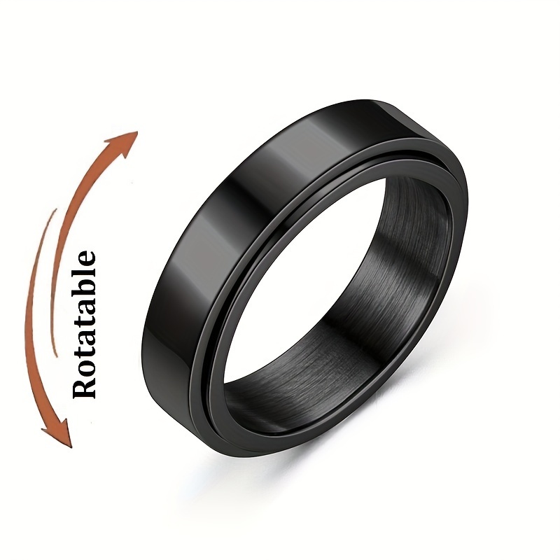 Stainless Steel Rotatable Anxiety Ring for Stress Relief Silver