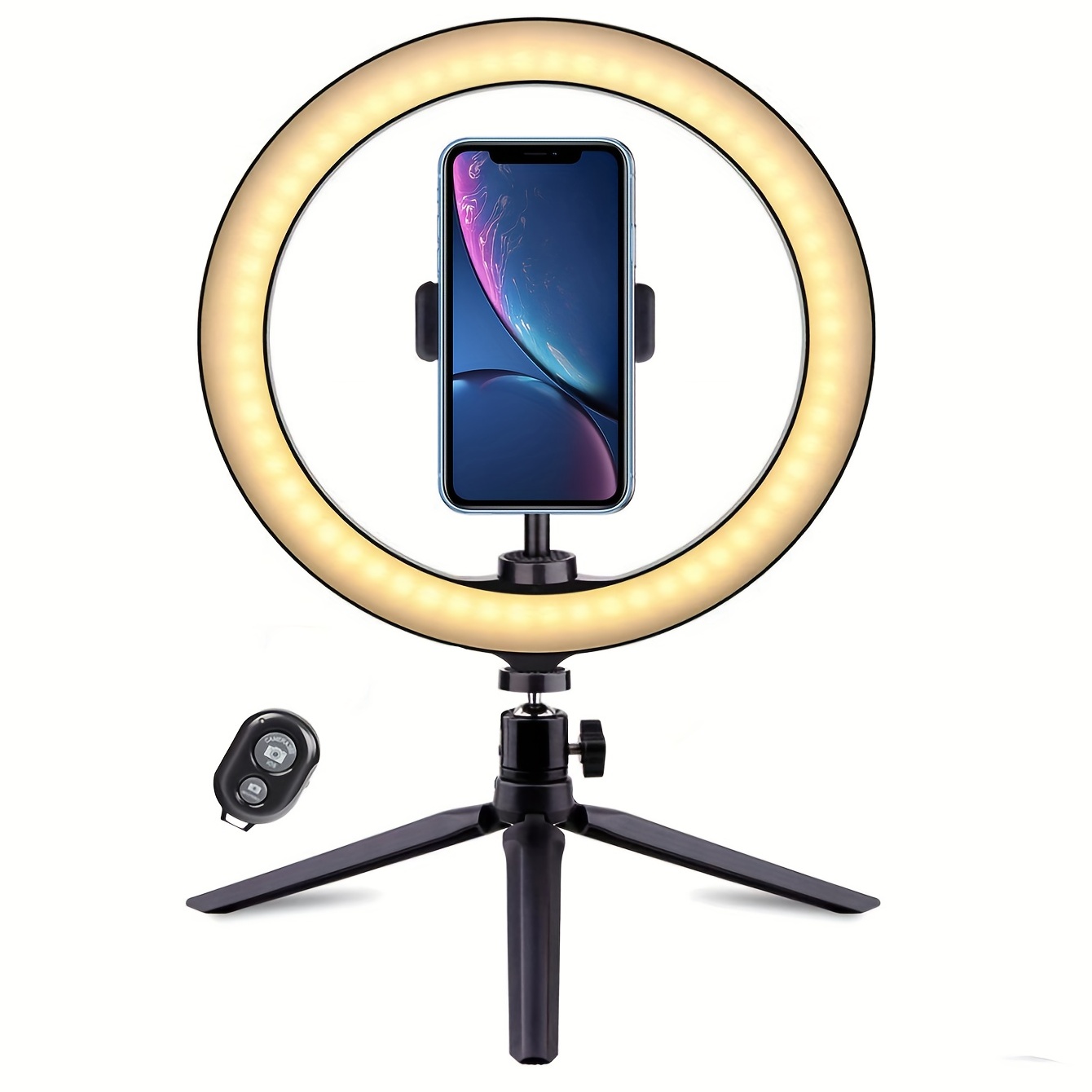 UBeesize Soporte de trípode para selfie con luz de anillo de luz LED  regulable de 3 modos de luz LED para teléfono celular con control remoto  para