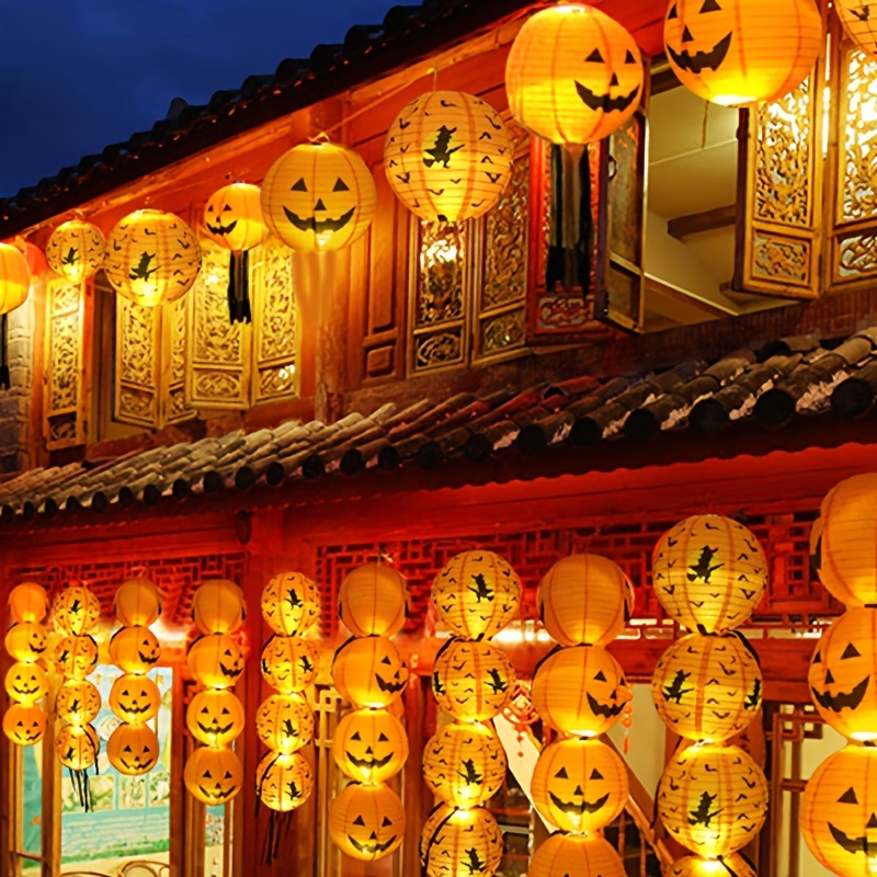 Halloween Hanging Paper Lanterns With Led Lights Bats - Temu