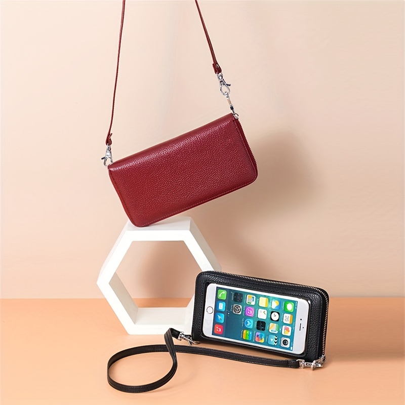 Genuine leather best sale touch screen purse