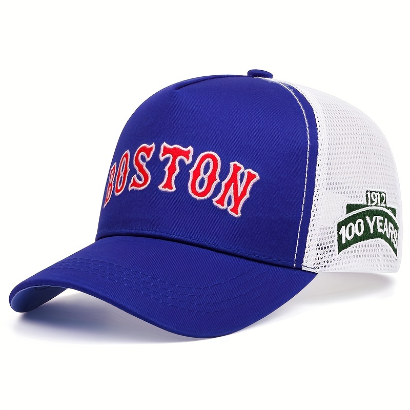 Boston Embroidered Trucker Hat Breathable Adjustable unisex Baseball Lightweight Dad Hats for Women & Men,Temu