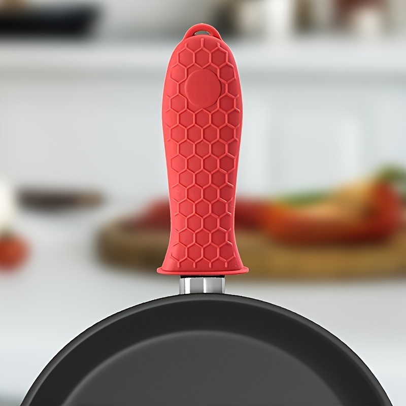 Silicone Hot Handle Holder,Premium Cast Iron Handle Cover,Potholder for Cast Iron Skillets, Red Heat Protecting Silicone Handle for Lodge Cast Iron