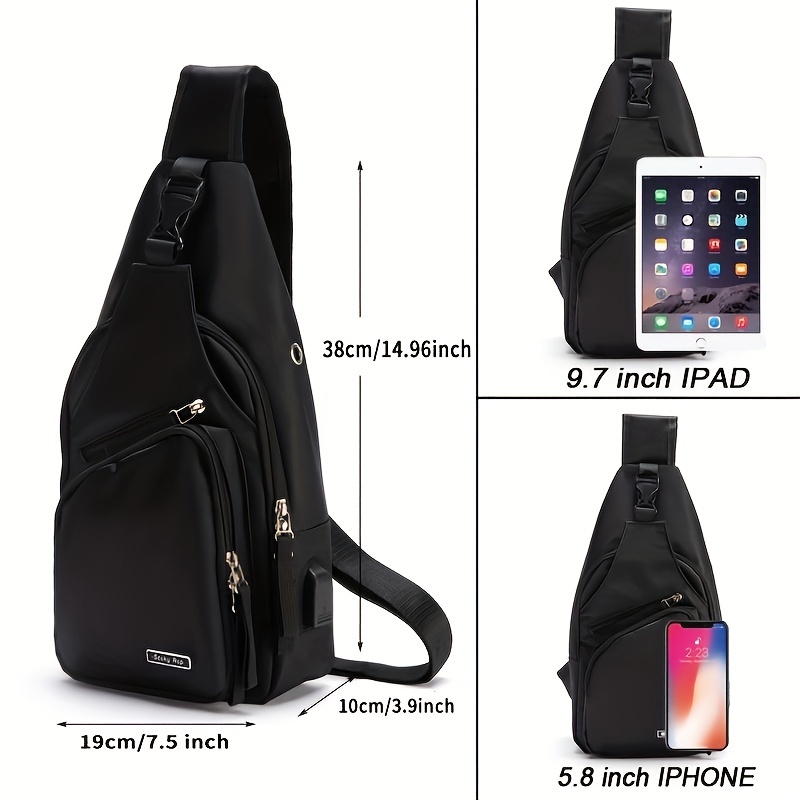 Seoky Rop Men Women Sling Bag Water Resistant Shoulder Chest Crossbody Bags  Sling Backpack with USB Charging Port, Black, One Size, Sling Backpacks :  : Fashion