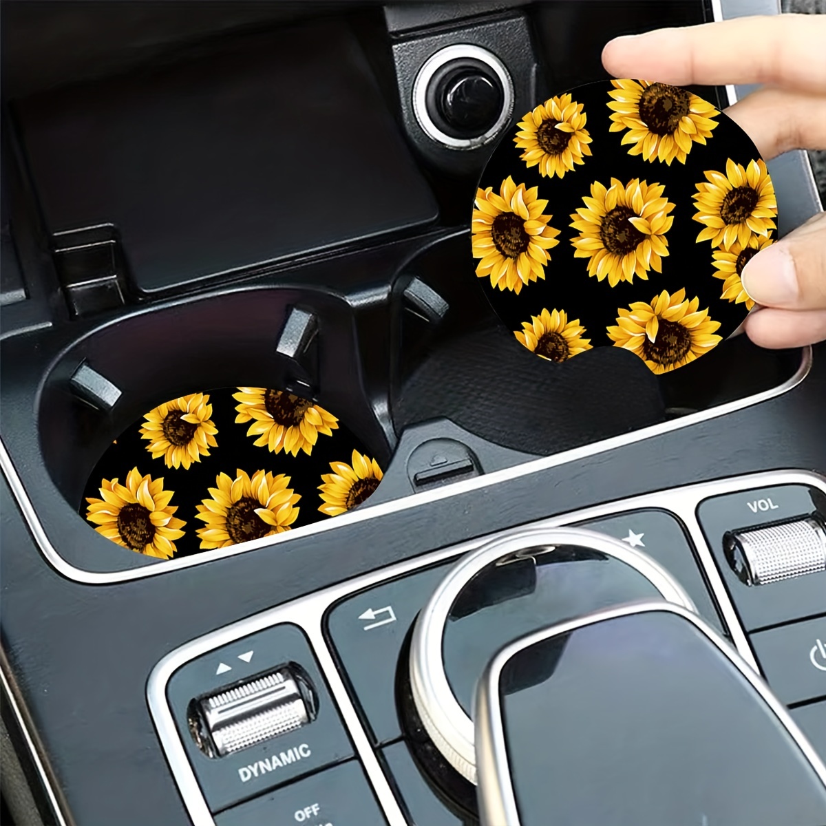 Sunflower Cup Coaster For Car SUVs Trucks, 2 Pack Cup Holder