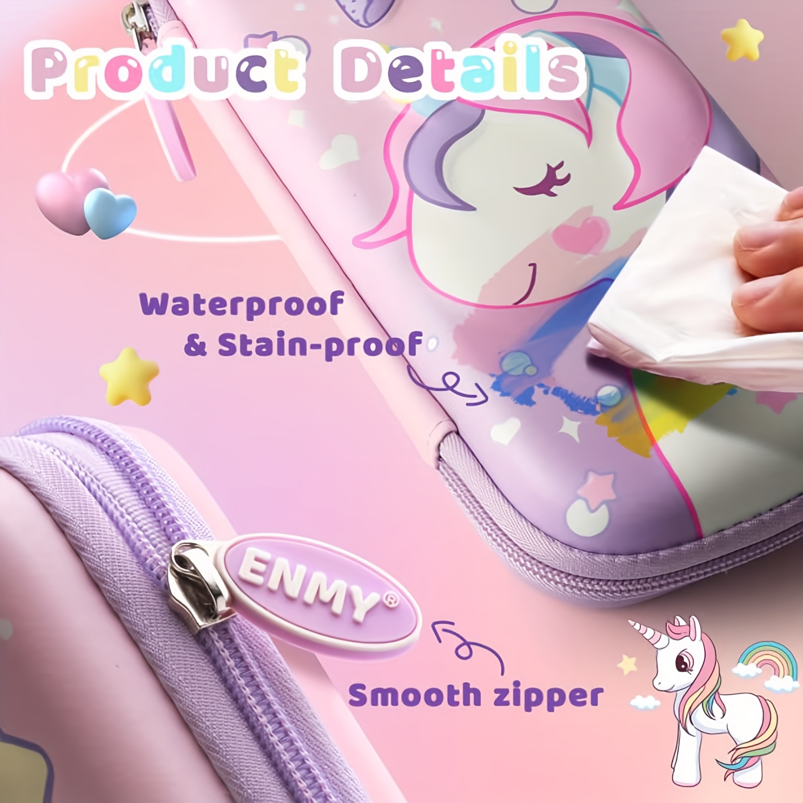 Cute Pencil Case Unicorn Pencil Pouch Medium Capacity Portable  Multifunction Pen Bag With Compartments For Girls Kids Teen