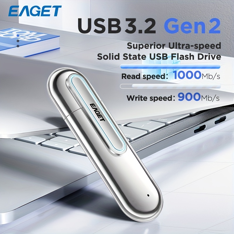 EAGET Disque Dur SSD Externe 2 To 1 To 512 Go Transfert Haute Vitesse  USB3.2 Type C Gen2 Disque SSD Portable Pour Ordinateurs Portables PS4 PC MAC