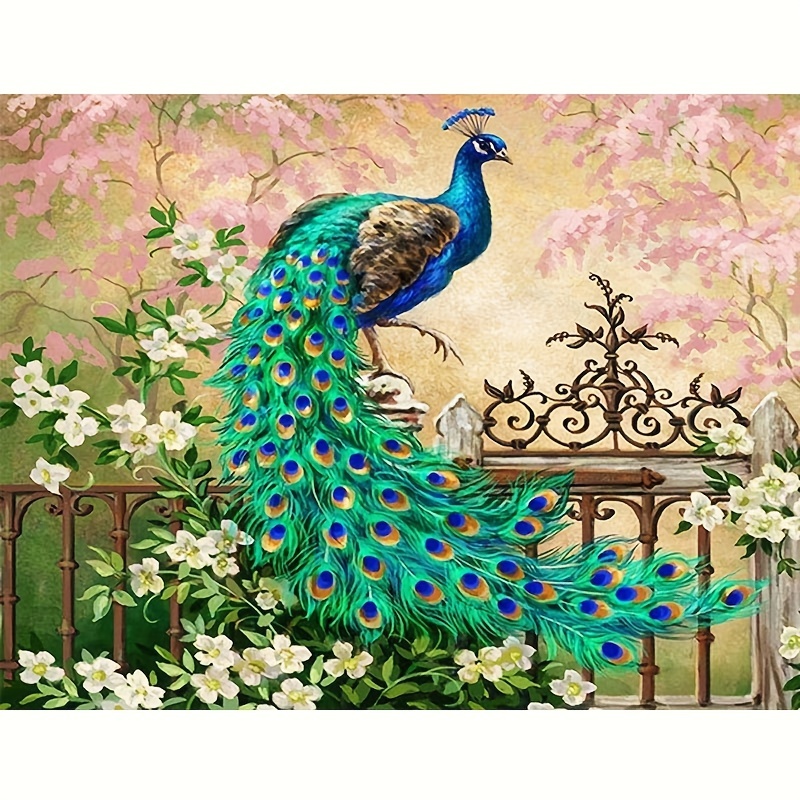 Diamond Painting Peacock Animal Embroidery Full Round Mosaic - Temu