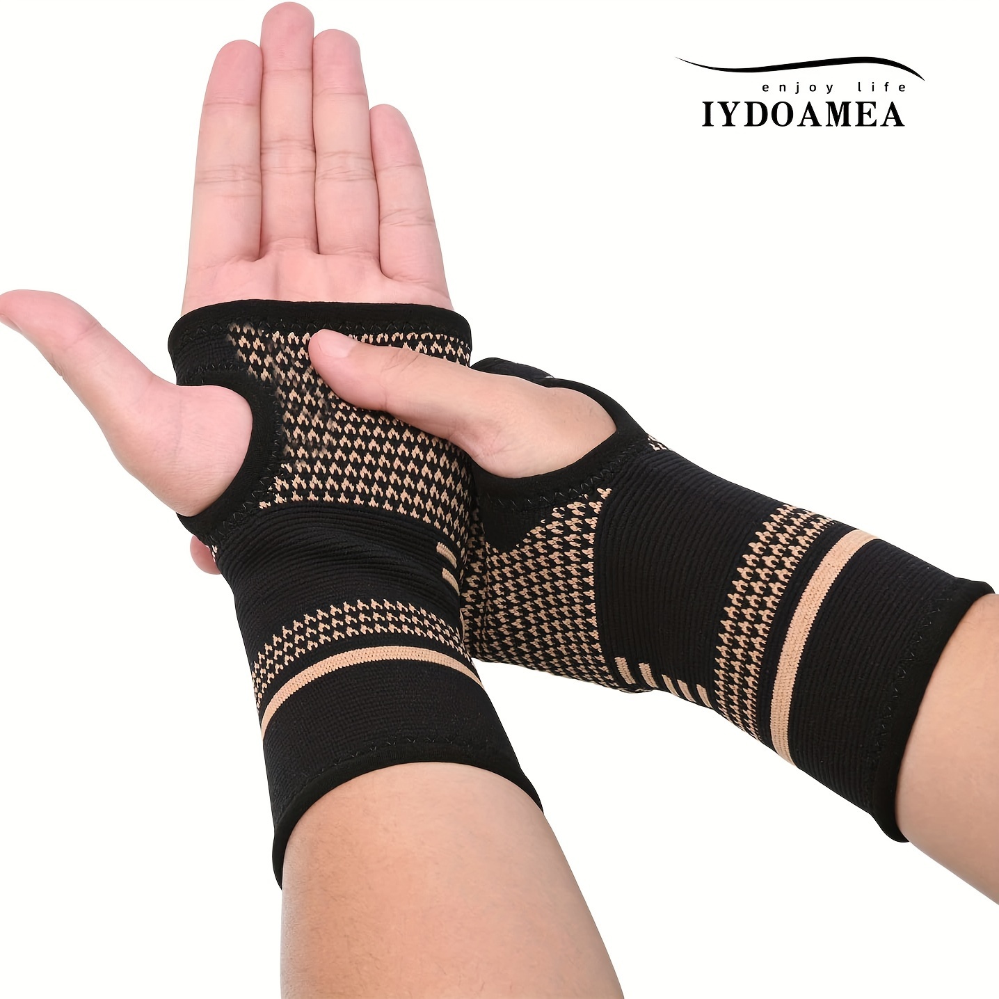Copper Wrist Compression Arthritis Gloves (1 Pair) Wrist Support Brace  Fingerless Glove with Adjustable Strap Comfortable Carpal Tunnel Sleeve for  Hand Finger Wrist Relieve Pain for Women and Men Large