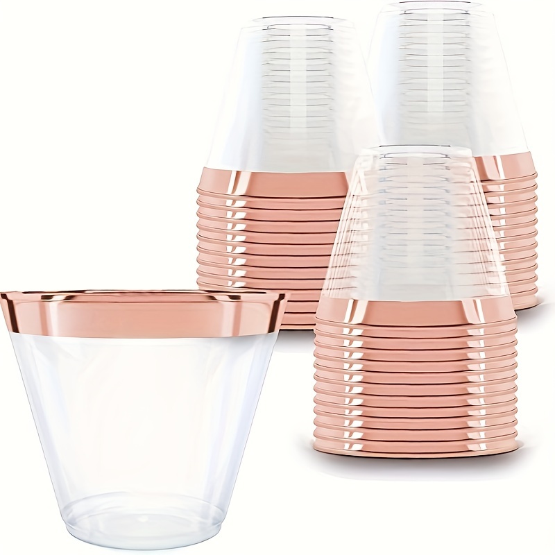 Clear Disposable Golden Glitter Plastic Cups Drinking Cup - Temu