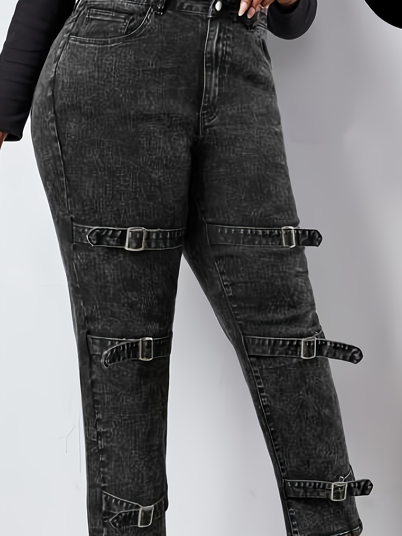Solid Button Fly High Stretch Jeans