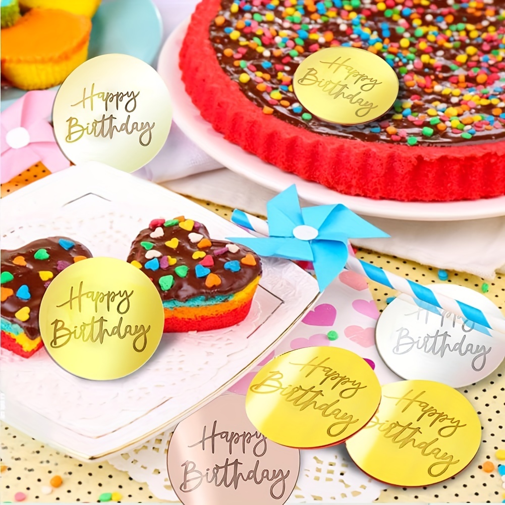 Joyeux anniversaire personnalisé petit gâteau disque Cupcake Toppers Petits  toppers de cupcakes Disque gravé Disque à gâteau acrylique Accessoires -   France