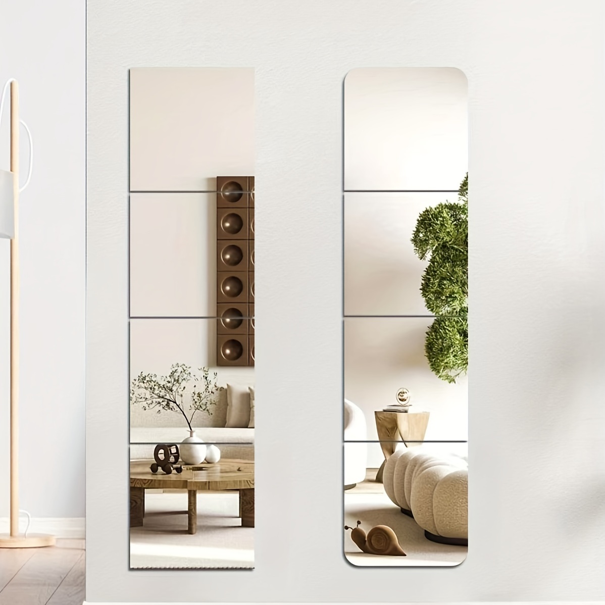 

4pcs Acrylic Mirror Non-glass Shatterproof Mirror Full Length Mirror Wall Mirror Frameless Home Fitness Mirror For Bedroom Bathroom Decor - Square