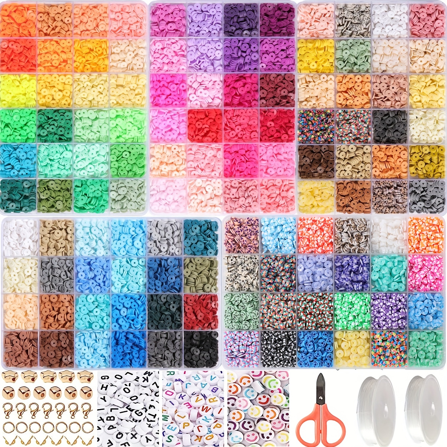 Polymer Clay Beads Set Letter Galss Seed Beads Kit Simle Soft Pottery Beads  Gift Box for Bracelet Jewelry Making DIY Accessories