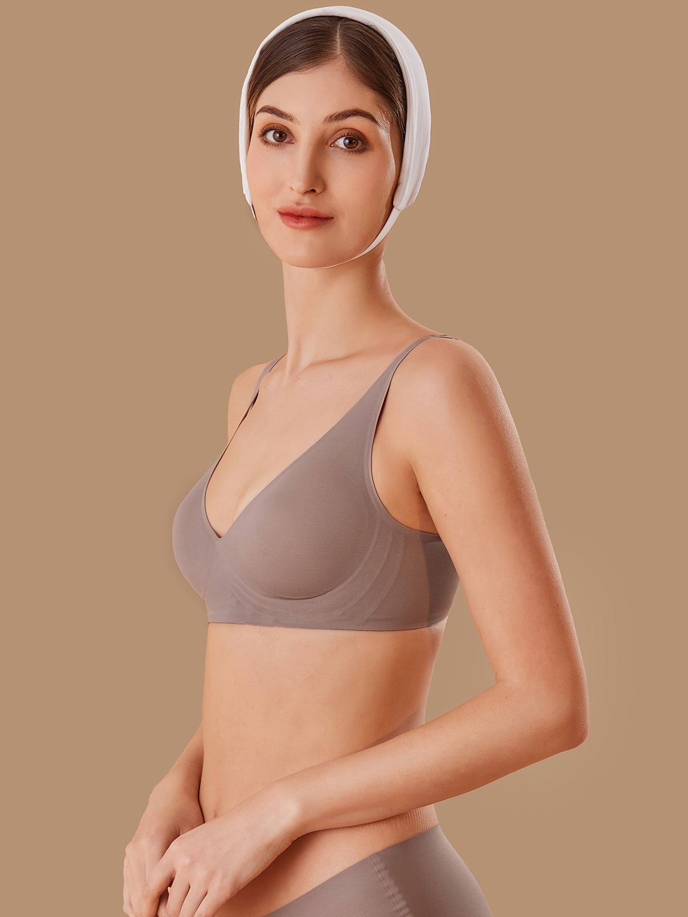 Simple Solid Wireless Bra Comfy Breathable Stretch Everyday - Temu Canada