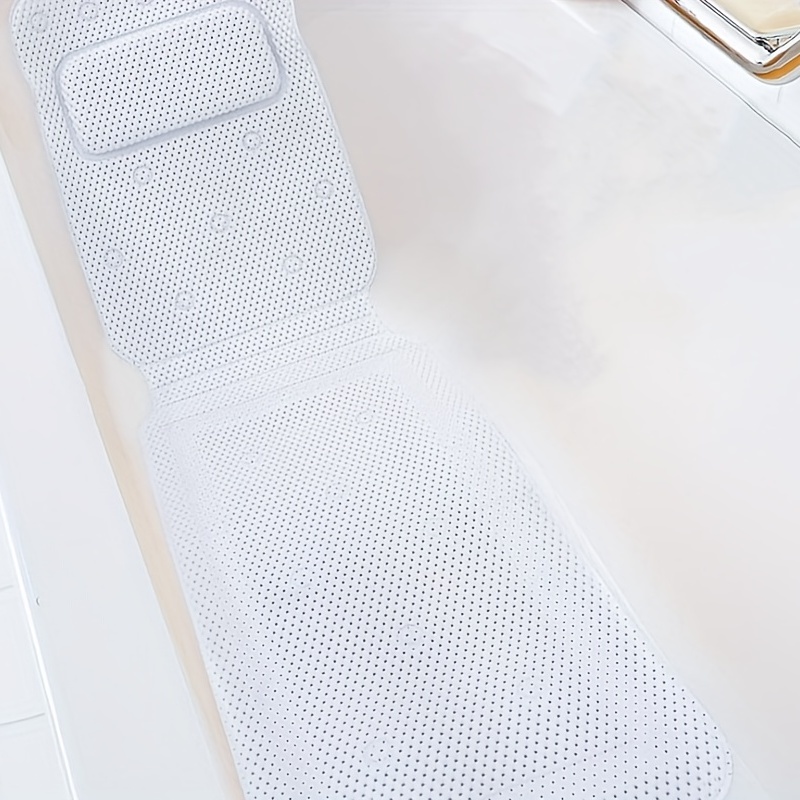 Bathtub Pillow Pvc Foam Long Bathtub Mat With Pillow Suction - Temu