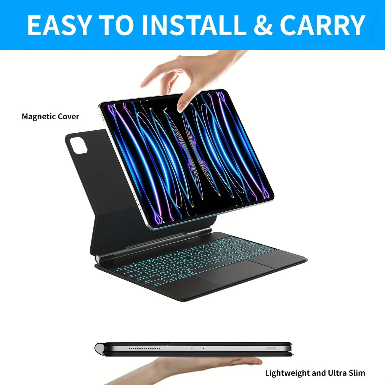 edaiser Keyboard Case iPad 10th Generation: 2022 iPad 10.9 inch Keyboard Case with Trackpad Wireless 10 Color Backlit and Pencil Holder 360 Rotatable