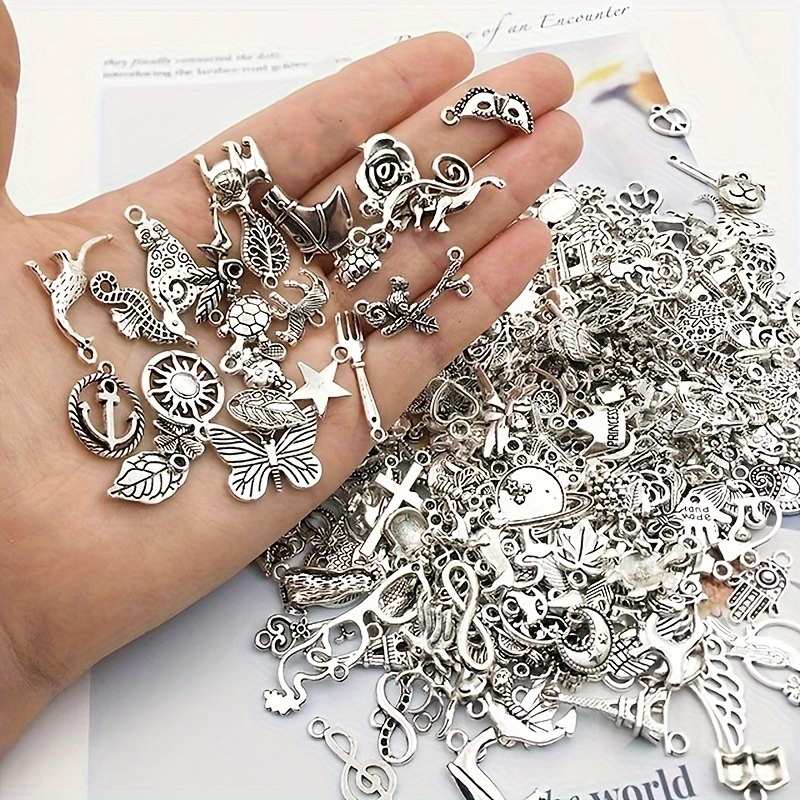 100pcs Mixed Animal Series Alloy Pendants Vintage Silvery Animal Charms  Bulk For Jewelry Accessories DIY Necklace Making Supplies