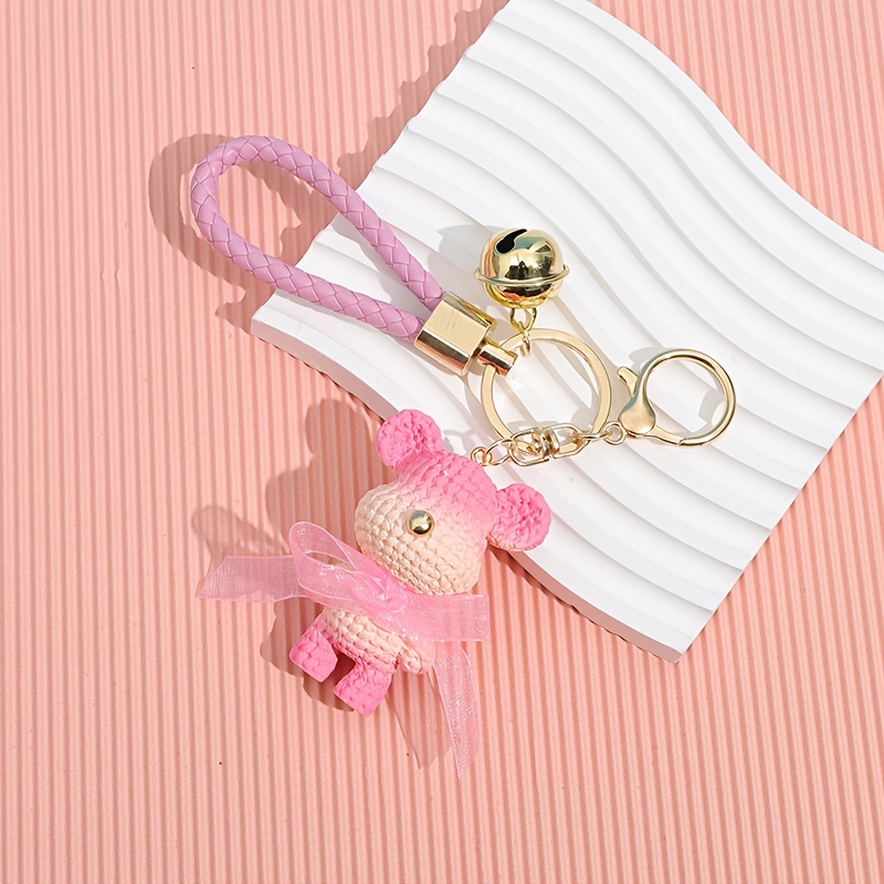 Fashion Bow Tie Bear Keychains Boy/Girlfriend Leather Lanyard Animal Key  Chain Cute Bag Charms Keyring Couples Pendant Jewelry