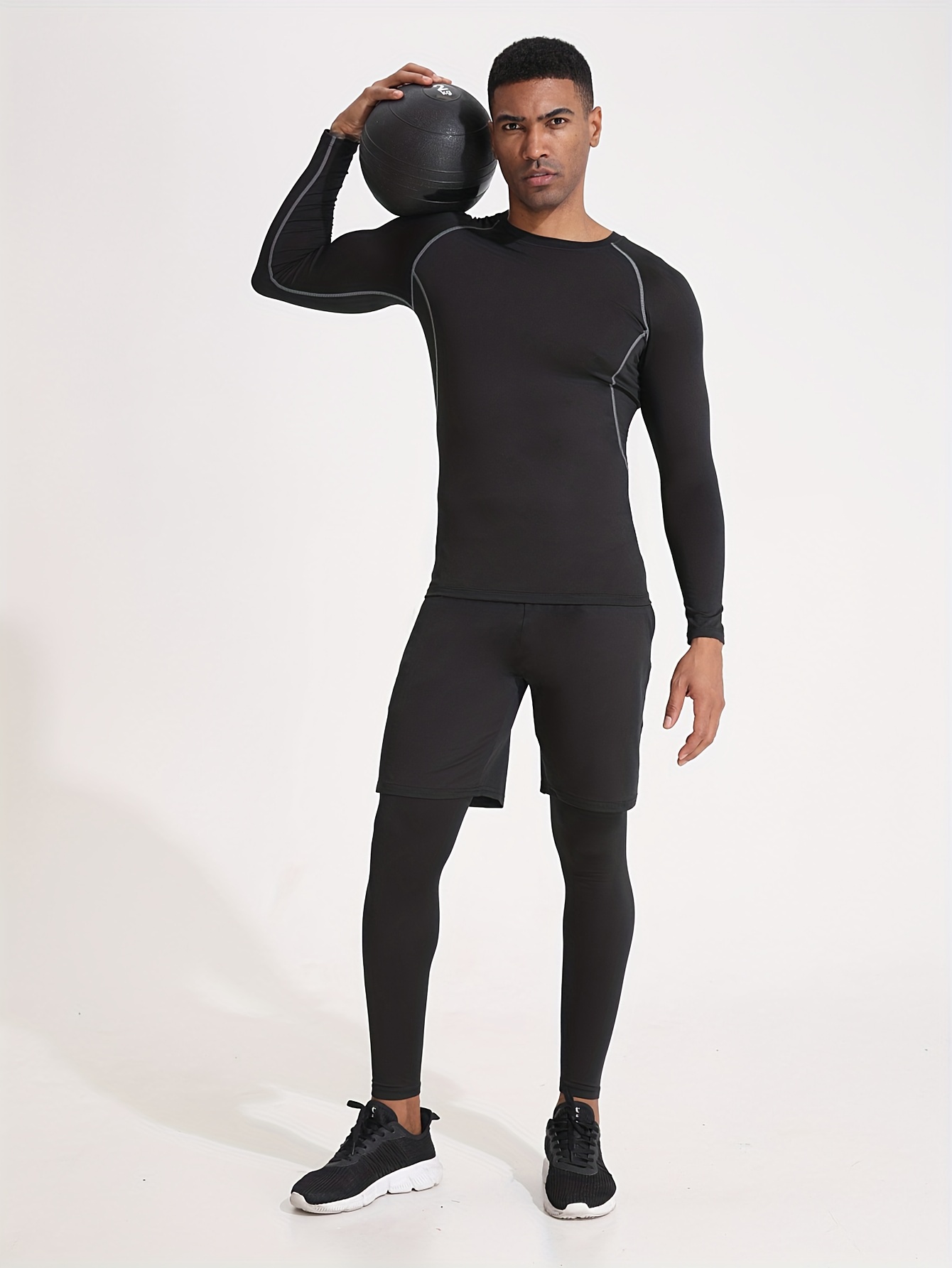 Men Quick-Dry Fitness Long Sleeve UV Protection Tights Gym Tops Shirt  Clothes for Basketball,Football, Soccer 