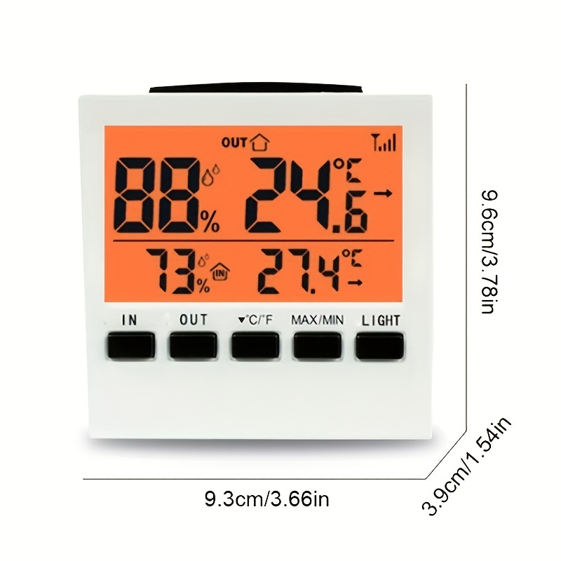 Home Digital Thermometer Hygrometer, Indoor Outdoor Temperature Humidity  Meter Monitor Alarm Alert, Household Lcd Weather Station (without Battery)  - Temu