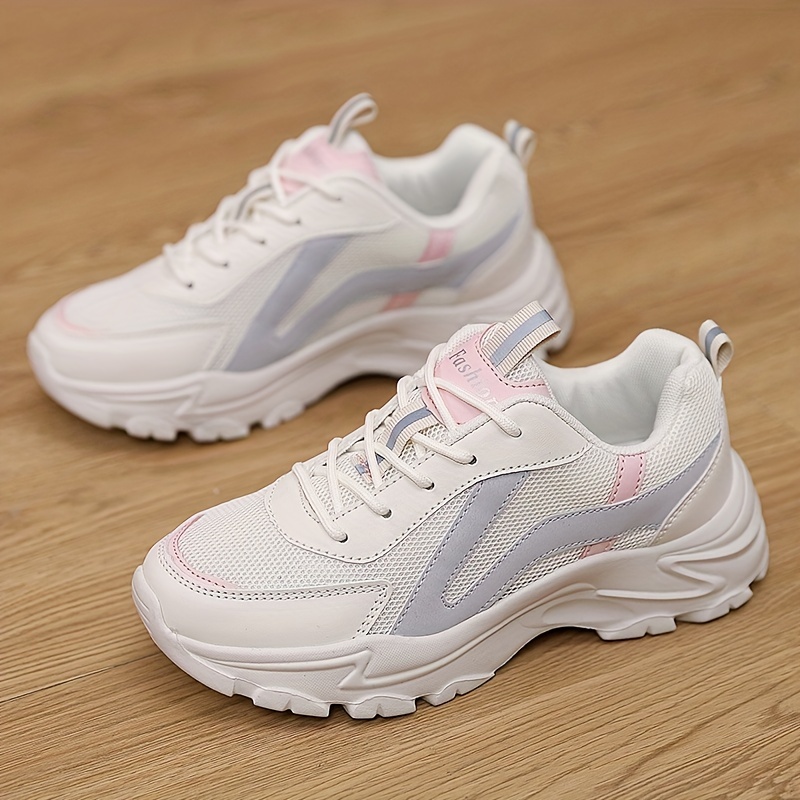 Women's Chunky Lace-Up Mesh Sneakers Thick Sole Platform Dad Shoes