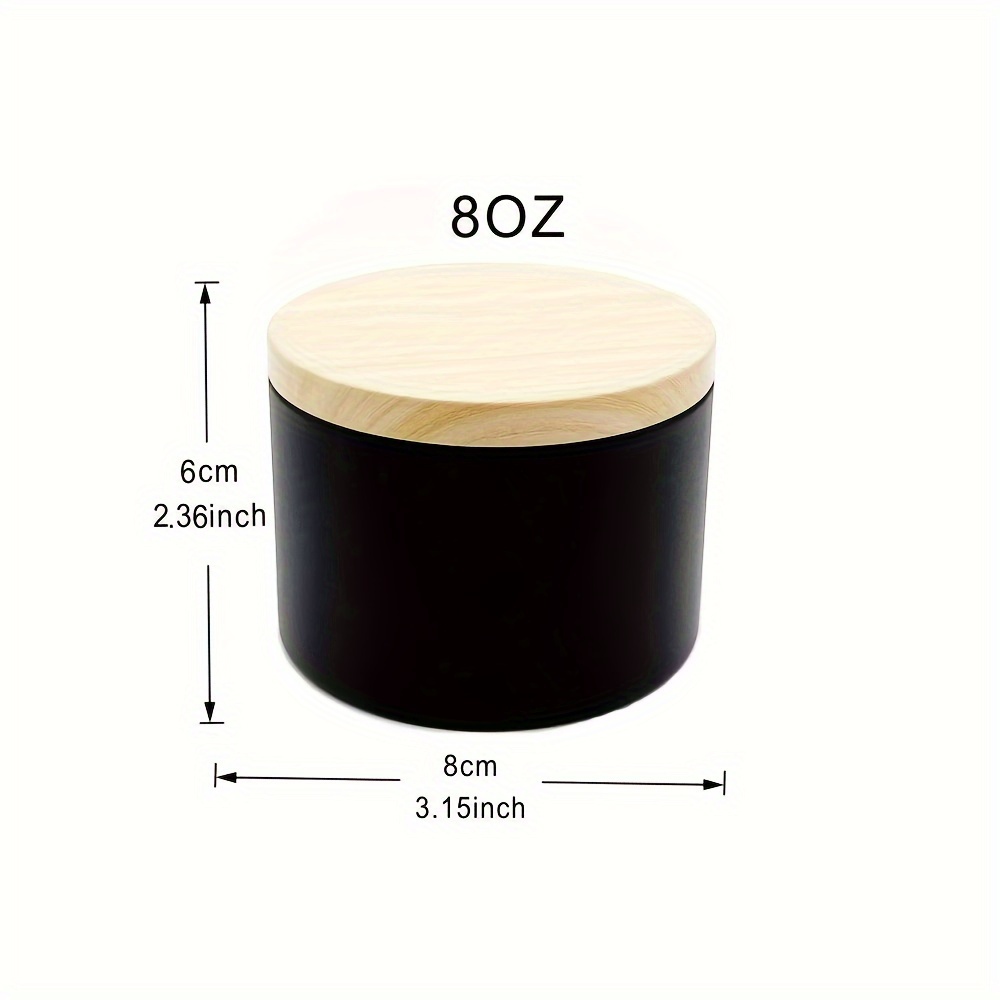 Wholesale 8oz Black Glass Candle Jar With Wooden Lid