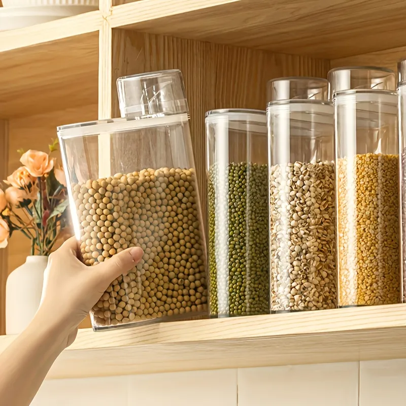 Food Storage Containers With Lids And Measuring Cup, Transparent Food Jars, Moisture-proof Sealed Fresh-keeping Box, For Cereal, Rice, Pasta, Tea, Nuts And Coffee Beans, Plastic Food Preservation Tank, Home Kitchen Supplies - Temu Australia