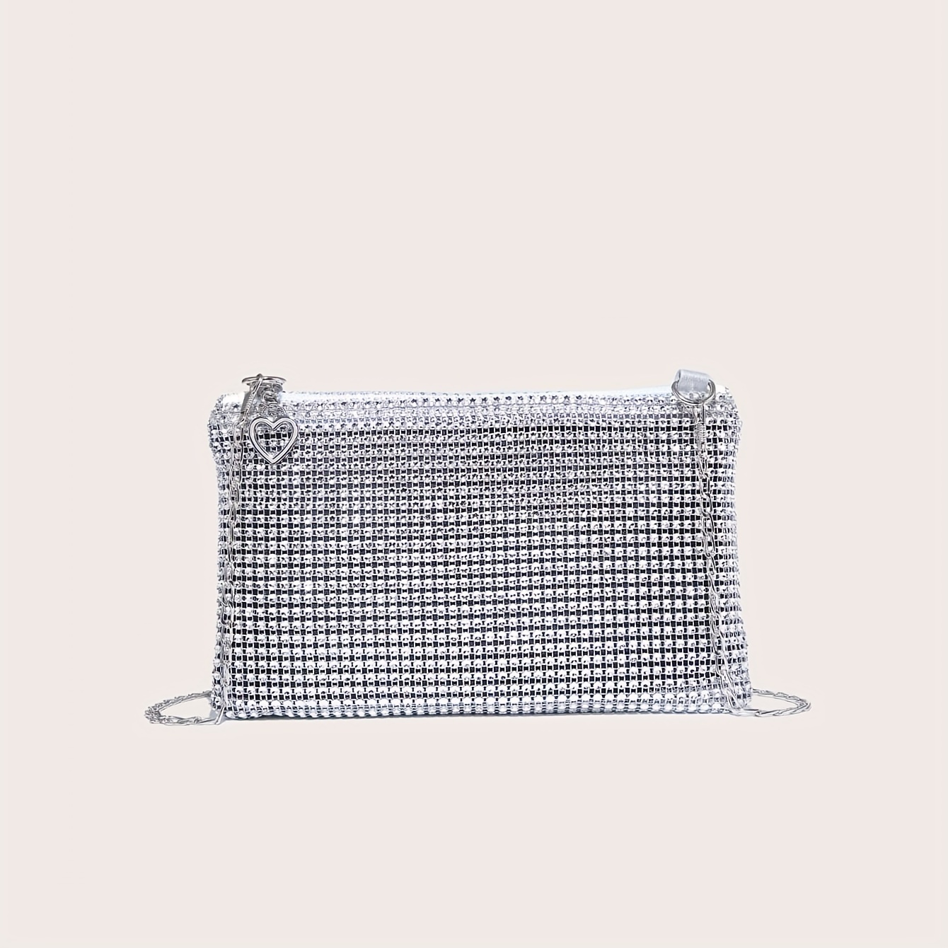 Elegant Full Rhinestone Evening Bag, Solid Color Chain Shoulder Bag, Perfect Clutch For Party, Wedding And Banquet