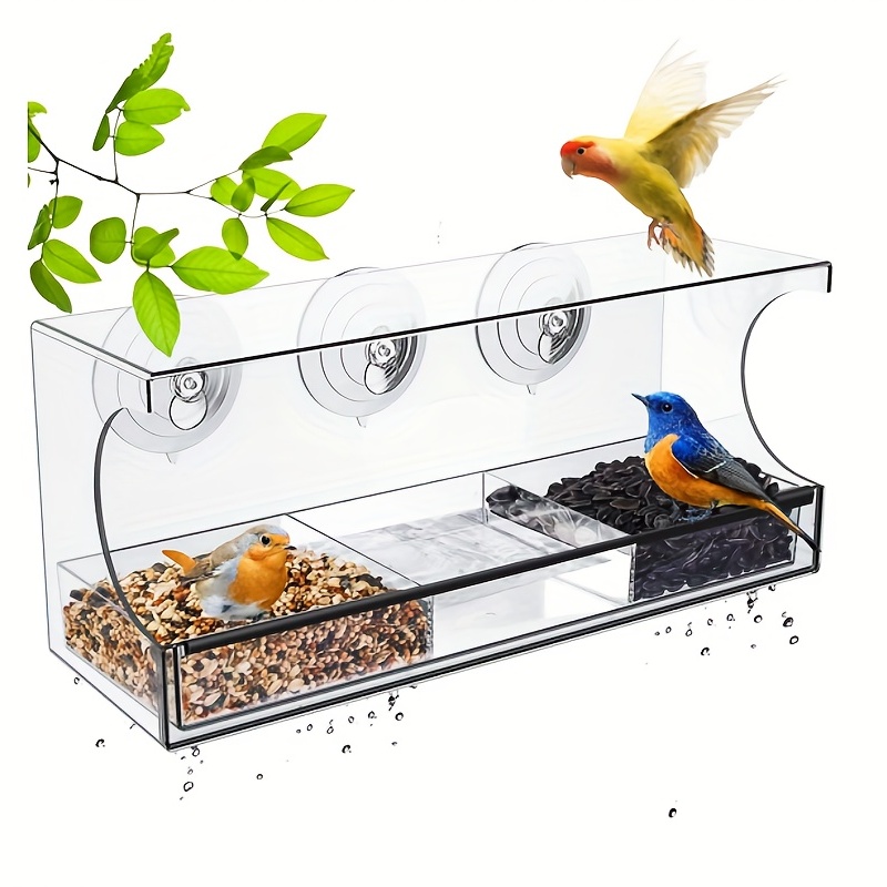 Mangeoire à oiseaux transparente à coller sur la fenêtre