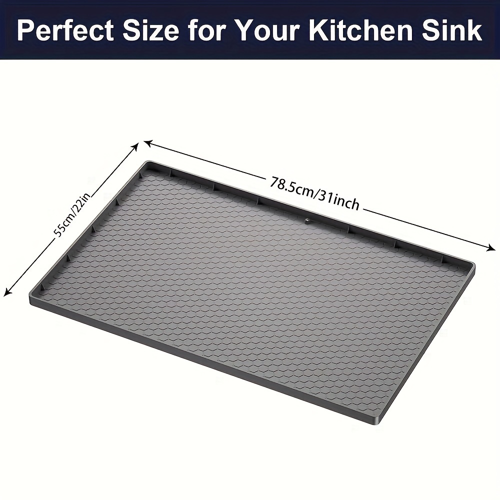 Under Sink Mat Kitchen Sink Cabinet Tray, 34 x 22 Silicone Waterproof  Under Sink Liners for Kitchen, Sink Cabinet Protector for Water Drips,  Leaks, Spills, Holds over 3.3 Gallons (Black) 
