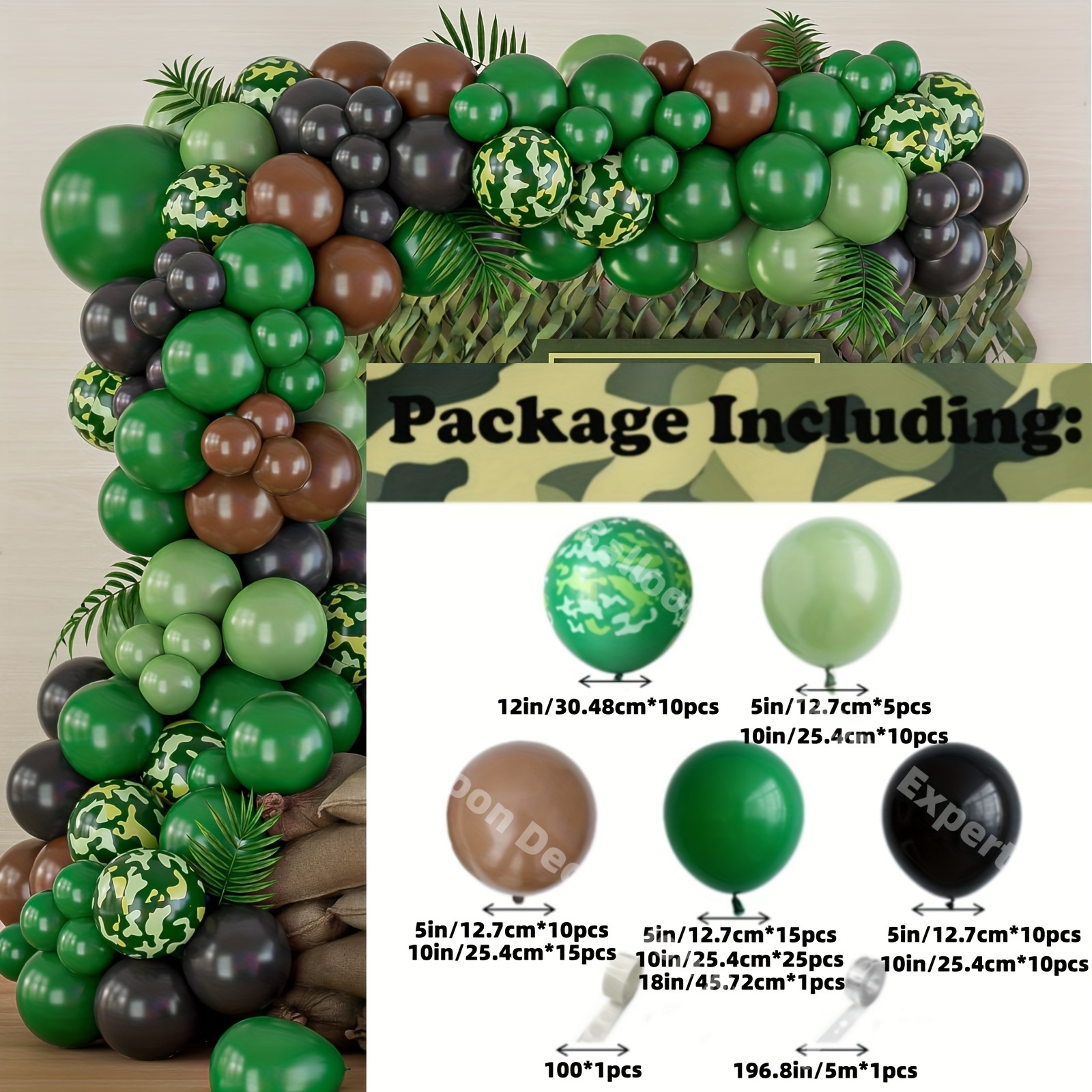 Camo Party Decorations 133pcs Tank Camouflage camo Balloon Arch Garland Kit  with Green Tank Foil Balloon for Call of Duty Hunting Soldier Army