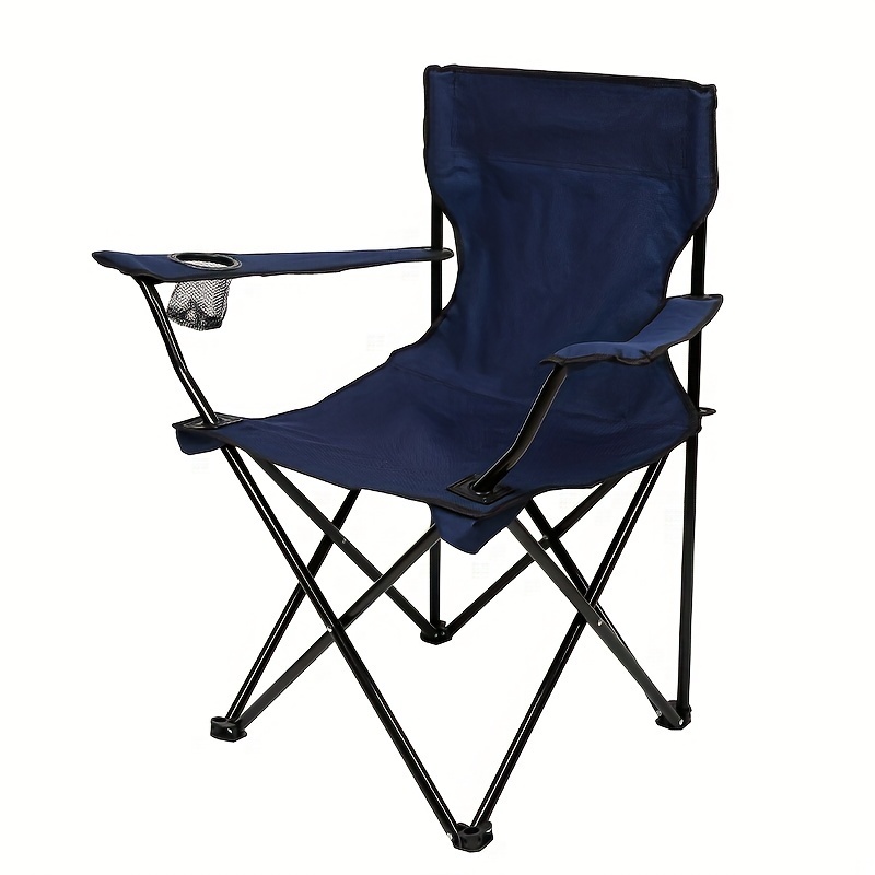 Camping Chair Outdoors Folding Chair With Cup Holder For Beach Fishing -  Sports & Outdoors - Temu
