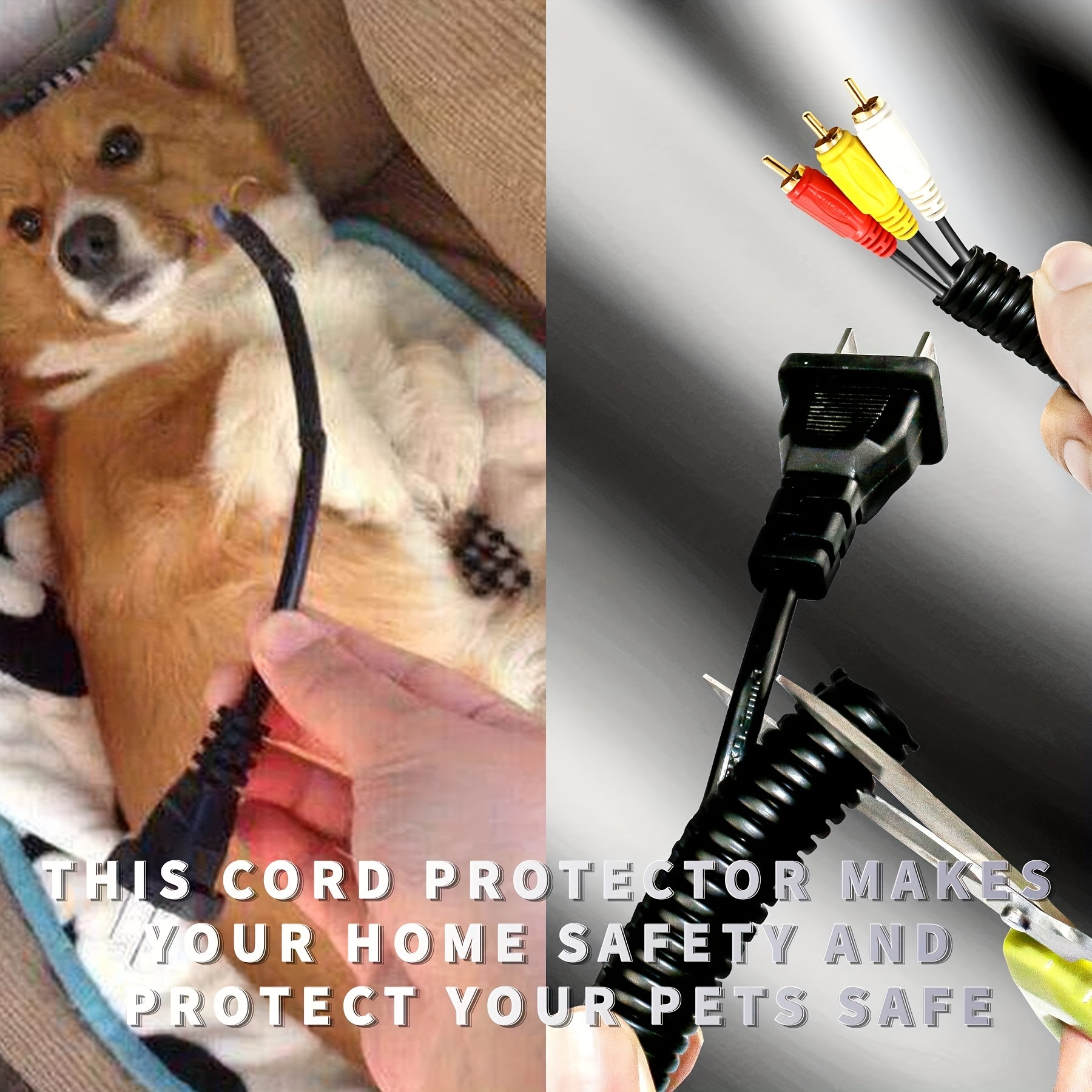  Protector de cable para perros y gatos, organizador de cables  en espiral de 32.8 pies, protege a tus mascotas y bichos de masticar cables  eléctricos aislados de 1.291 x 0.394 in