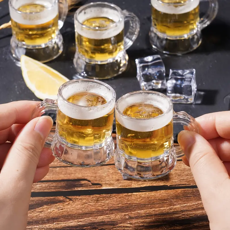 12pcs, Mini Beer Mugs Bulk Shot Glasses, Beer Glasses, Small Clear Beer  Stein With Handles Mini Tasting Whiskey Cups For Drinking Beer Festival  Birthd
