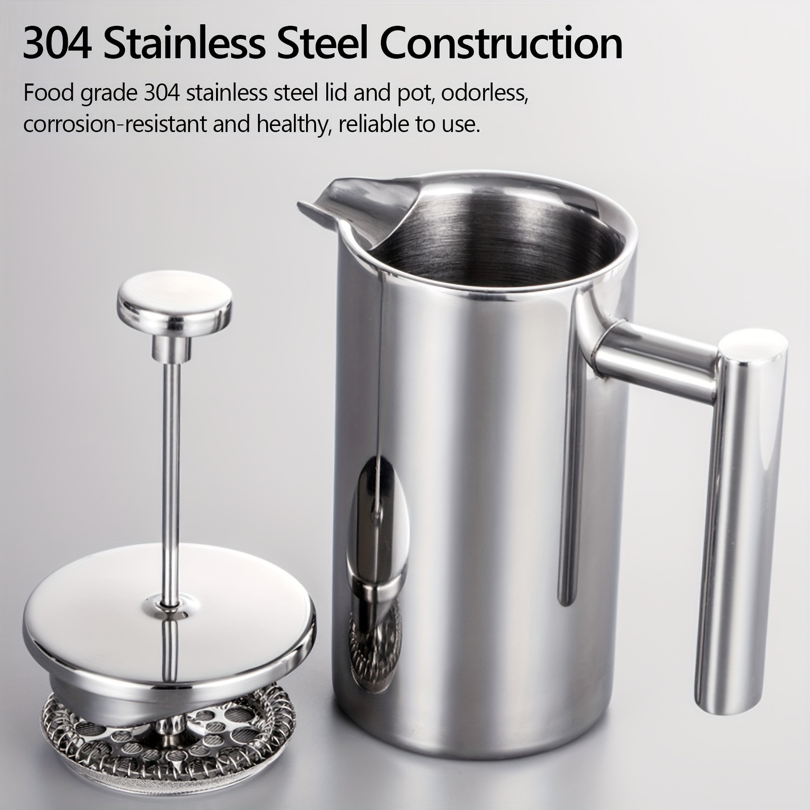 1pc 304 Stainless Steel Moka Pot Espresso Coffee Pot Espresso Coffee Maker  (Silver) 