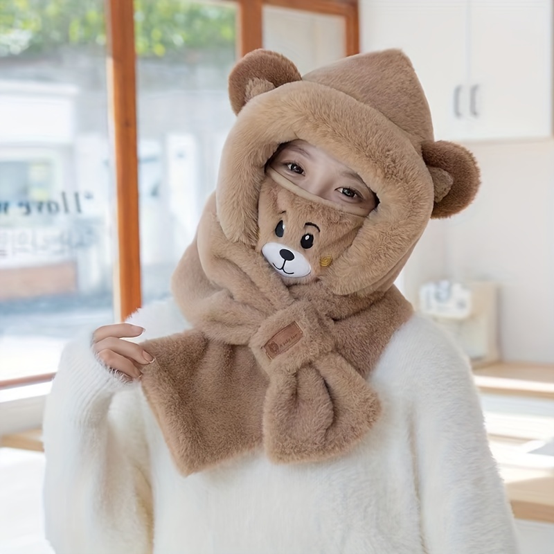 Women's Cute Cartoon Bear Ear Warm Hat Comfortable Solid - Temu