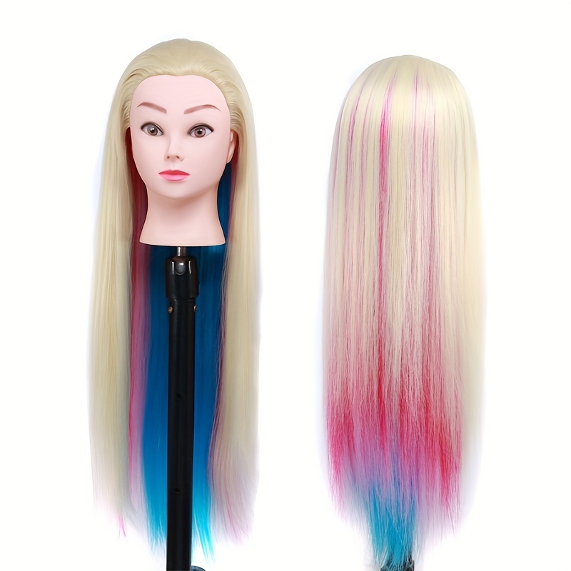 Colorful Pink Hair Training Mannequin Head for Hairstyles