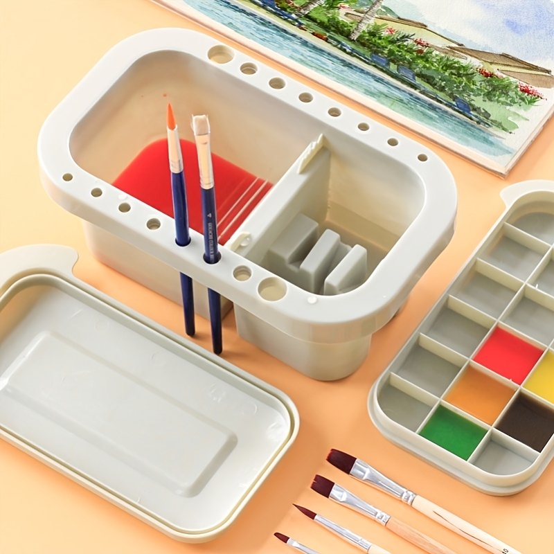 Art Painting Palette Paint Box And Pen Cleaning Bucket 1 Art - Temu