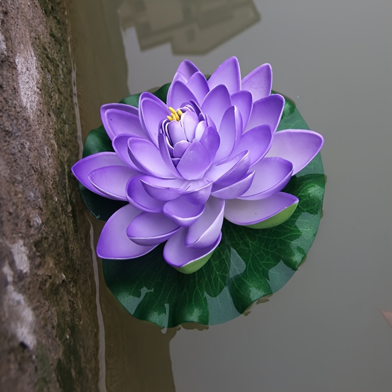Artificial Floating Lotus Flowers, Fake Water Lily Pads For Pond