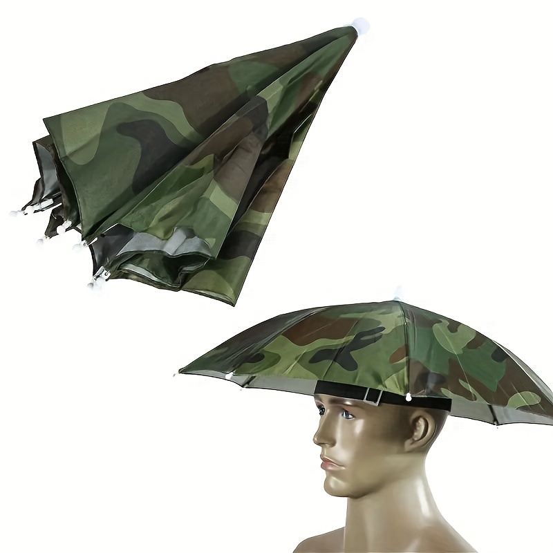 

1pc Foldable Headwear Umbrella For Fishing, Hiking, Camping Camouflage Umbrella