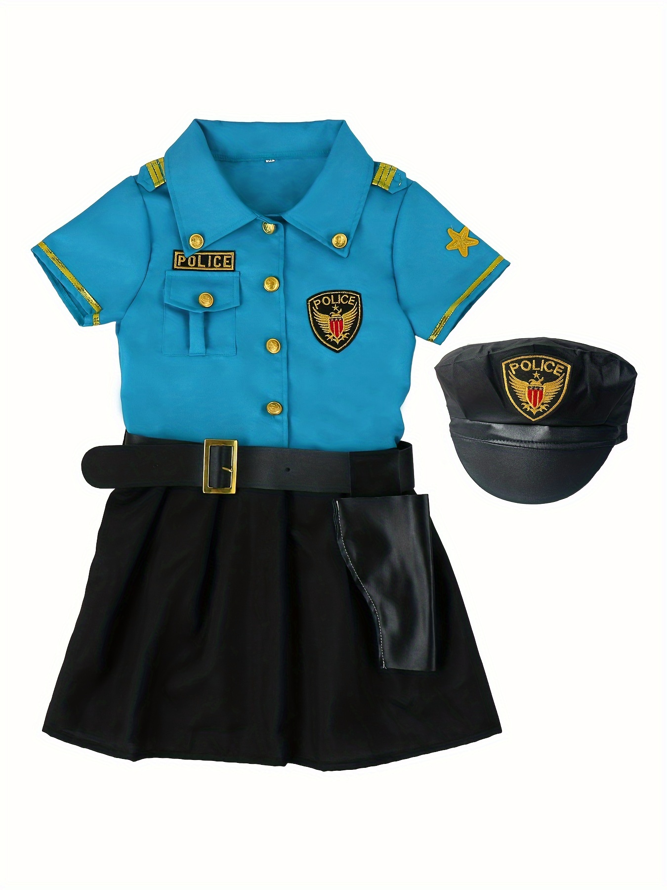 Women's Police Costume Cop Uniform Halloween Carnival Officer Jumpsuit  Outfits