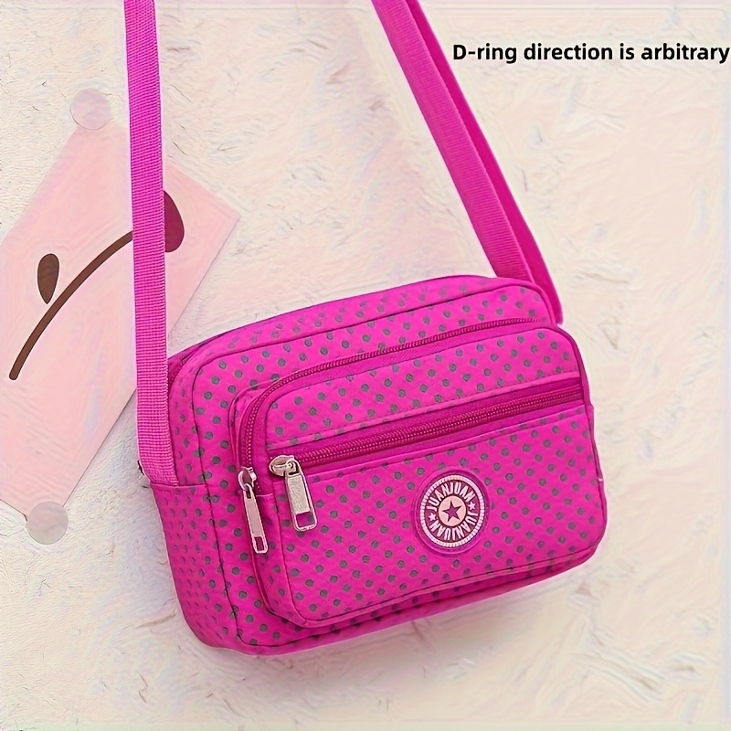 Mini Polka Dot Print Handbag Womens Scarf Decor Crossbody Bag