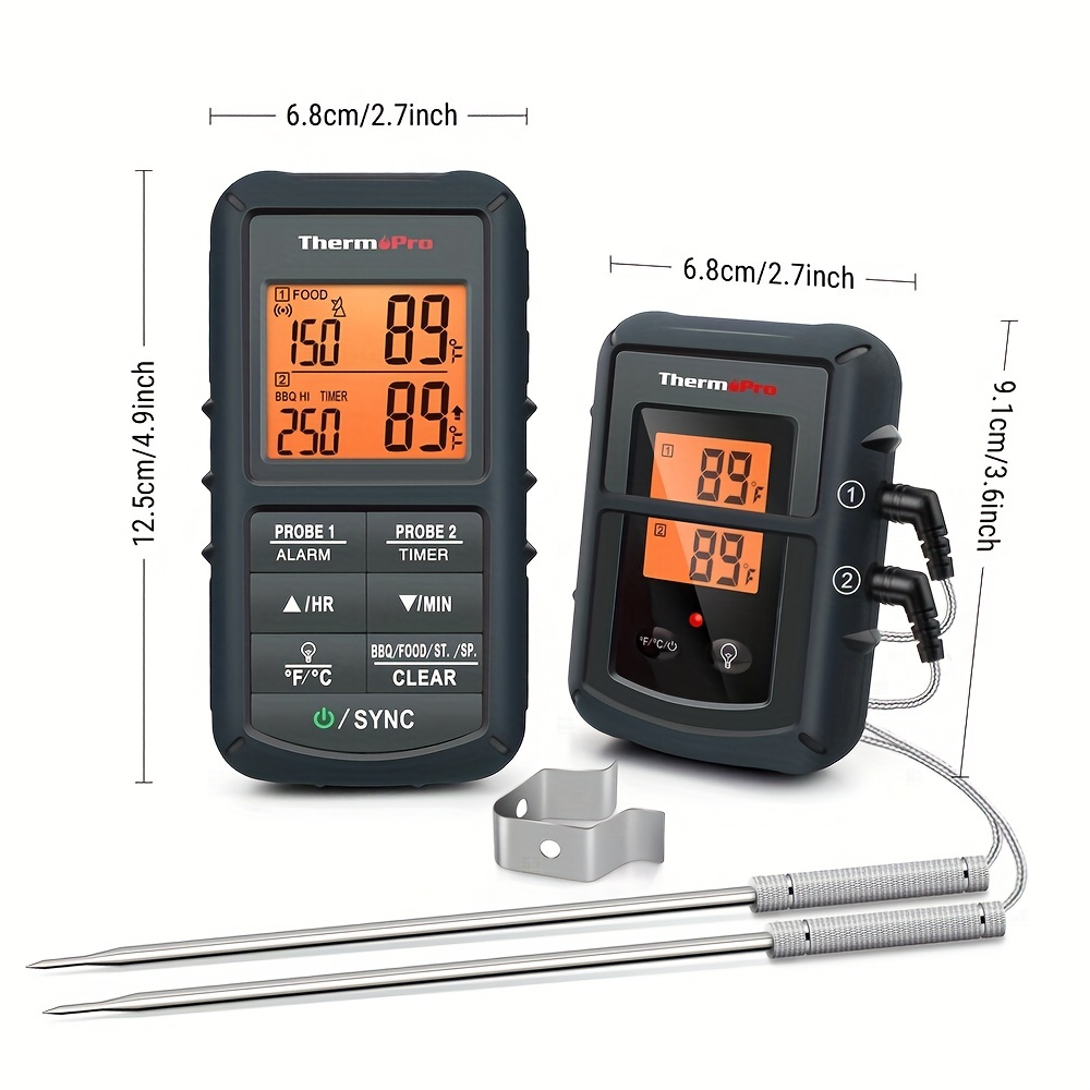 EAAGD Wireless Remote Digital Cooking Food Meat Thermometer with Dual Probe  for Smoker Grill BBQ Thermometer