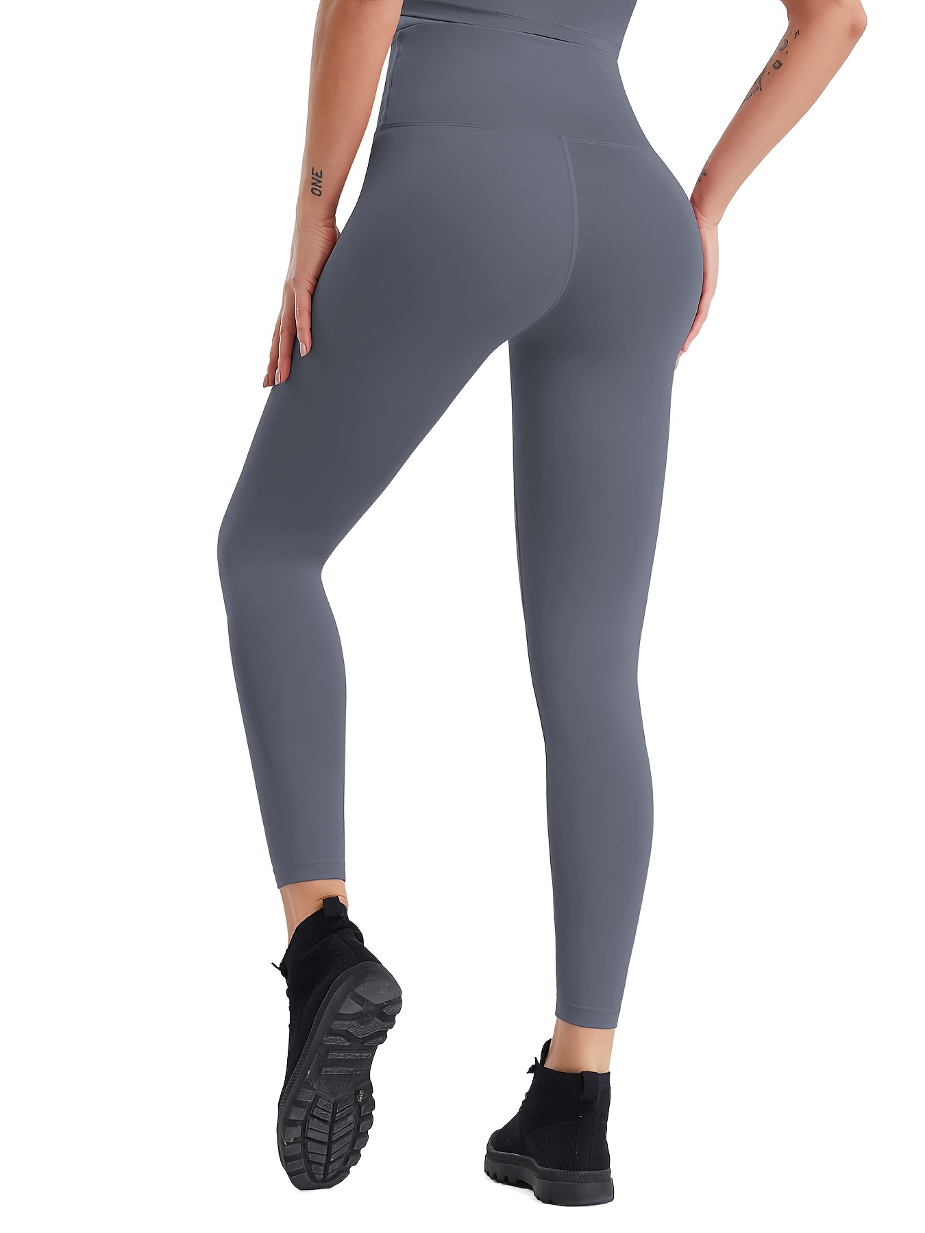 haxmnou women slim stretch ripped leggings high waist sports yoga casual  pants trousers black s