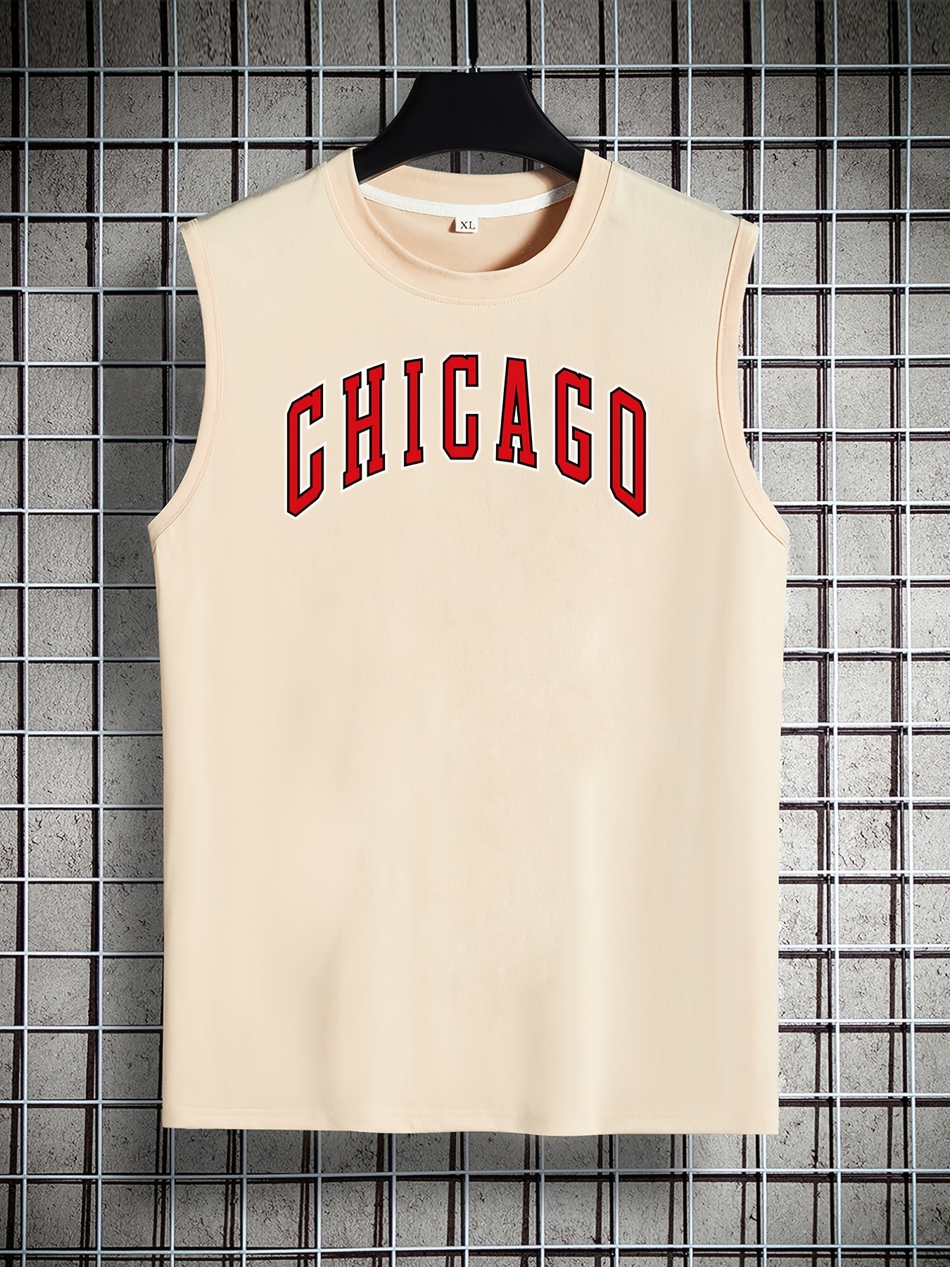 Plus Size Mens Casual Trendy Chicago Graphic Print Sleeveless Tank