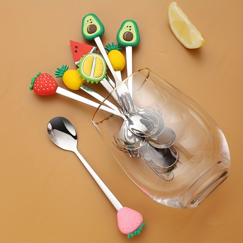 Stainless Steel Coffee Spoon Kit Flower Design Fruit Salad Sugar