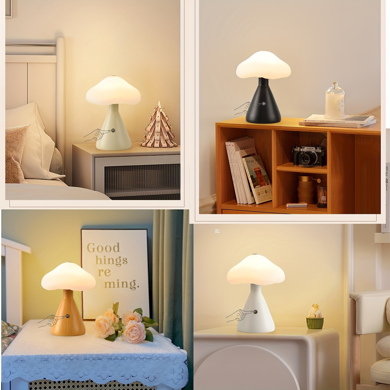 WORA Night Lamps White Top Mushroom Kids Room Automatic Light