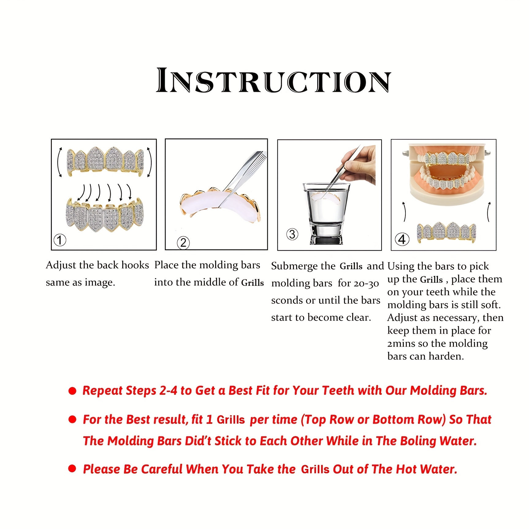 Plated Hip Hop Teeth Grills Top & Bottom Brace for Perfect Smile