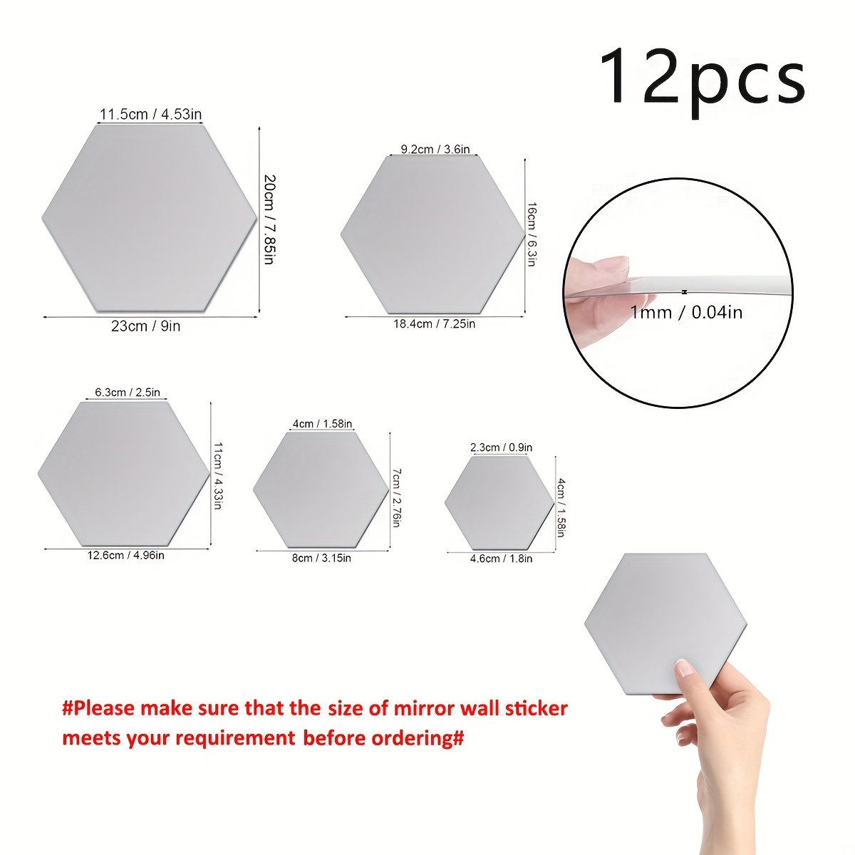 12 Stk. Sechseck Spiegel Wandaufkleber Diy Haushalt - Temu Germany